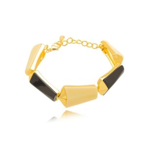 PULSEIRA ESMALTADA PRETO E BRANCO DOURADO