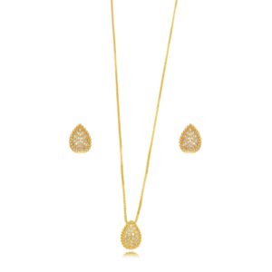 CONJUNTO GOTA MICRO ZIRCÔNIA DOURADO